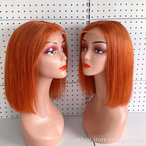 Ginger Color Orange Blonde Highlights Mix Color Deep Wave Pre Plucked Hd Transparent Lace Front Raw Virgin Human Hair Wigs